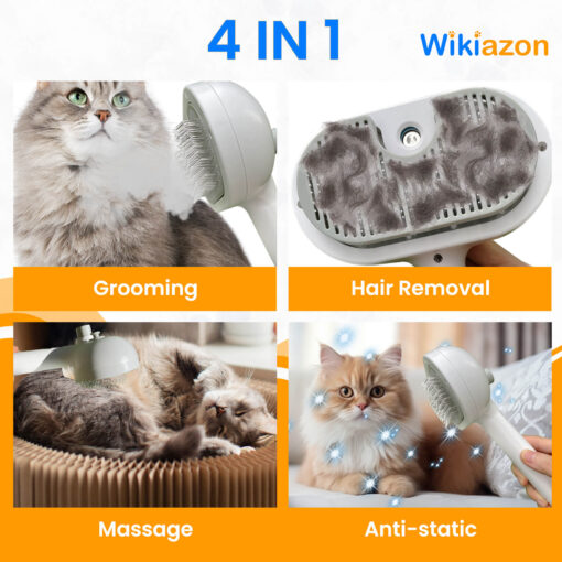 Cat Steam Brush (White pro 2024) - 4 IN 1 MULTI-FUNCTION BRUSH - Grooming, Hair Removal, Massage, Anti-static