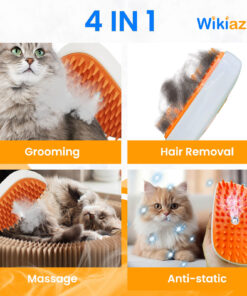 Steam Cat Brush - 4 In 1, Easy to Clean Grooming Tool for Pet Spa - Wikiazon